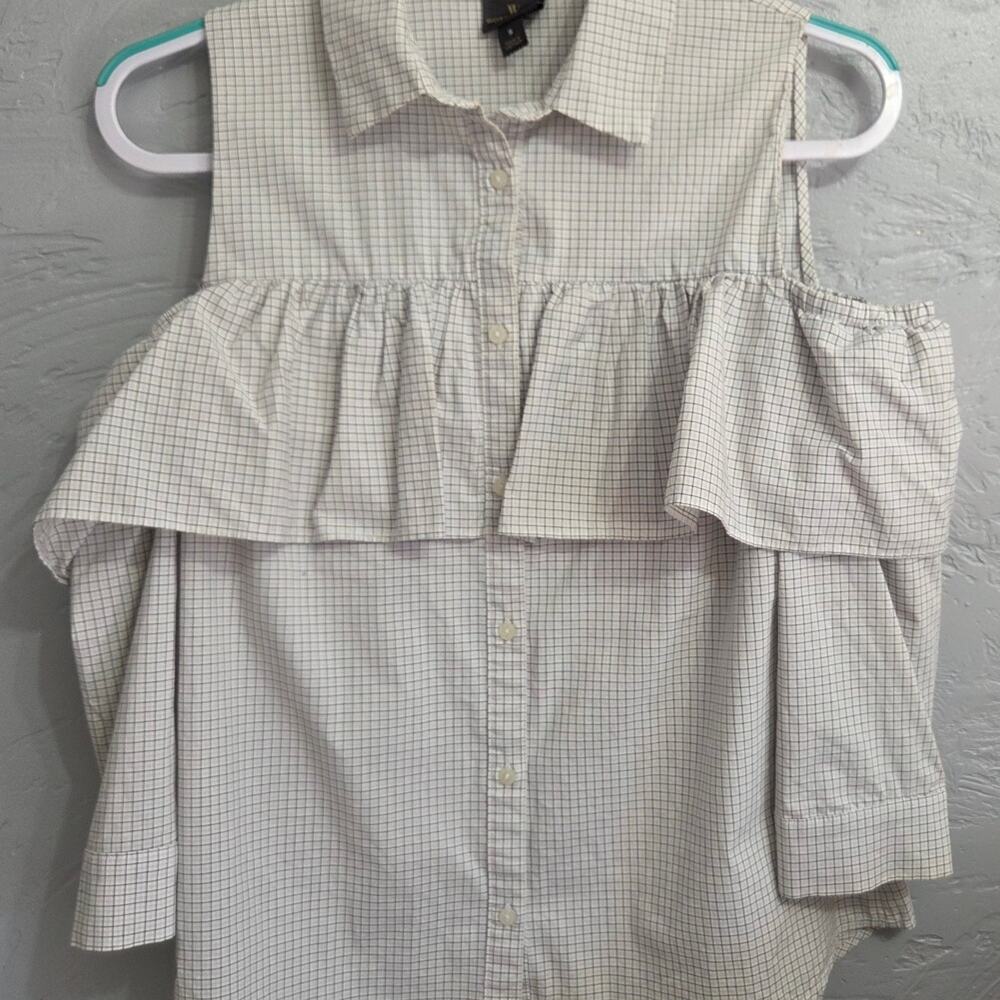 Worthington button-front open shoulder Blouse womans size Small